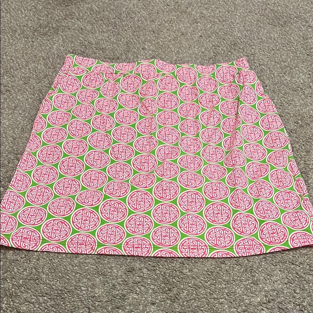 Mini A-Line Skirt in Pink and Green for Casual Resort Wear